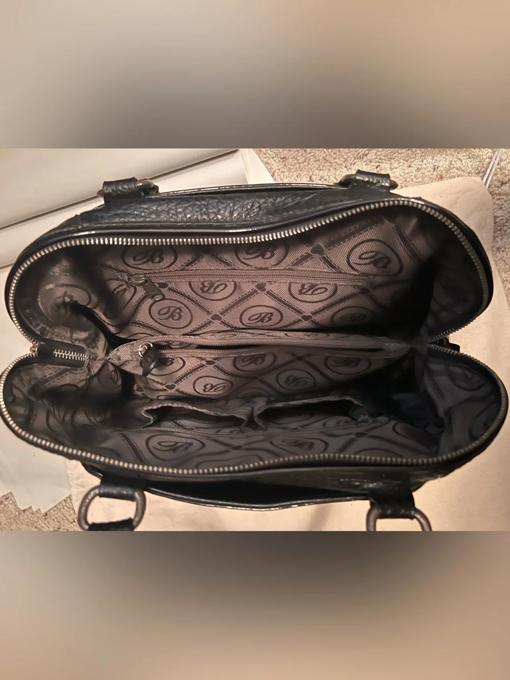 Brighton Black Pebbled Leather Top-Handle Satchel